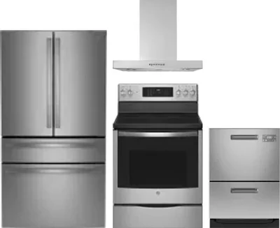 4 Piece Package Includes Refrigerator, Range, Hood And Dishwasher
